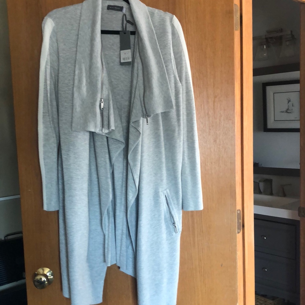 NWT Gray with white stripe down sleeves XL